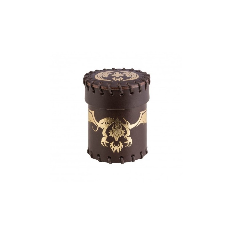 Coupe à Dés Dragon Volant - Cuir Marron & Doré (1)