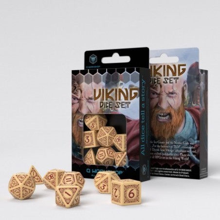 Set de Dés Viking - Beige & Bordeaux (7) Set de Dés Viking - Beige & Bordeaux (7)