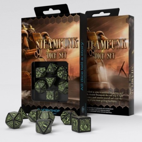 Set de Dés Steampunk - Noir & Phosphorescent (7) Set de Dés Steampunk - Noir & Phosphorescent (7)