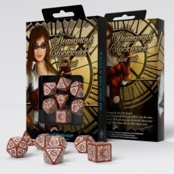 Set de Dés Engrenages Steampunk - Caramel & Blanc (7)