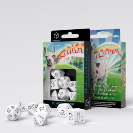 Set de Dés Lama Éclatant - Noir & Blanc (7) Set de Dés Lama Éclatant - Noir & Blanc (7)