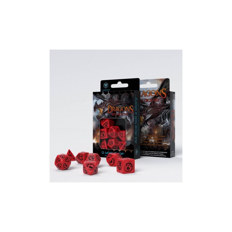 Set de Dés Dragons - Rouge & Noir (7)