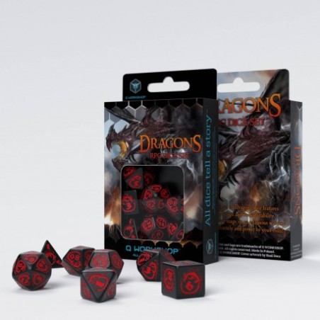 Set de Dés Dragons - Noir & Rouge (7) Set de Dés Dragons - Noir & Rouge (7)