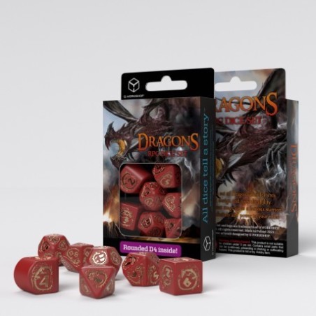 Set de Dés Dragons - Moderne Rouge & Or (7) Set de Dés Dragons - Moderne Rouge & Or (7)