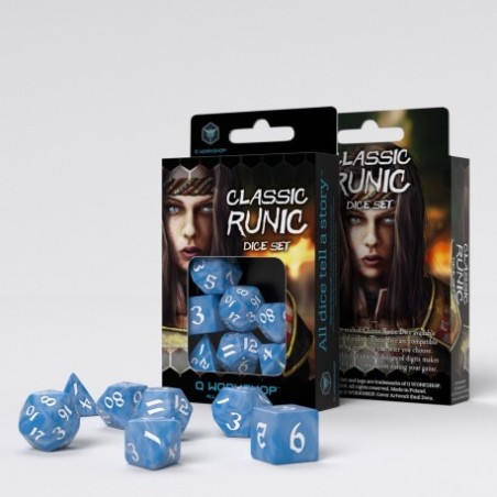 Set de Dés Runique Classique - Glacier & Blanc (7)