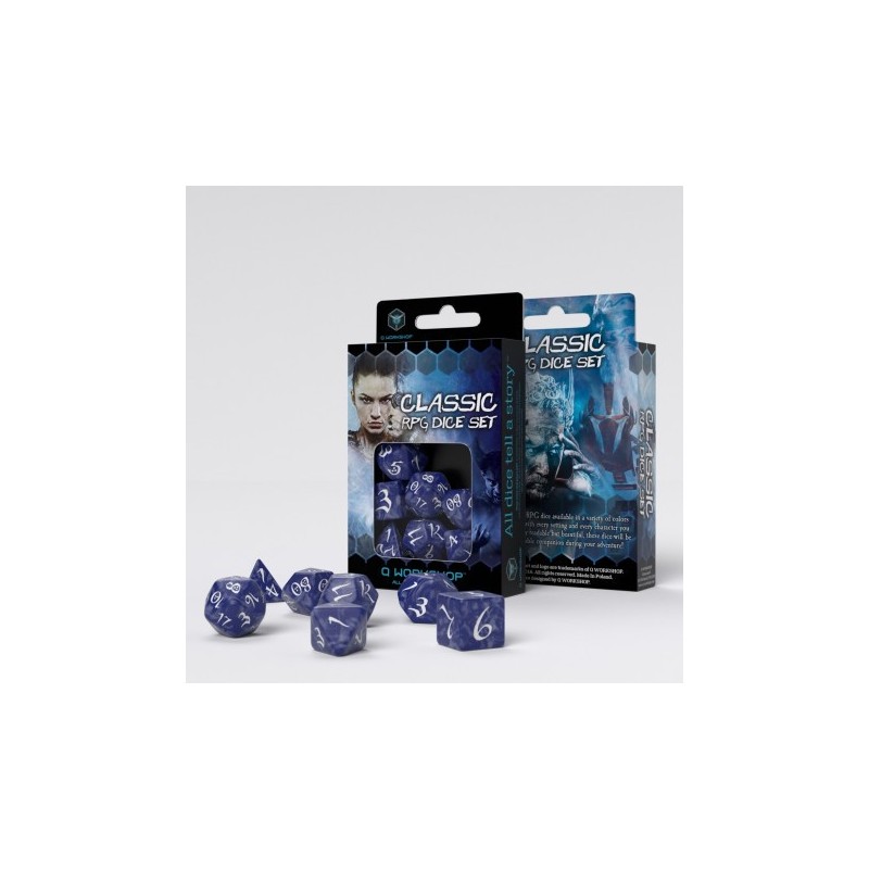 Set de Dés JDR Classique - Cobalt & Blanc (7) Set de Dés JDR Classique - Cobalt & Blanc (7)