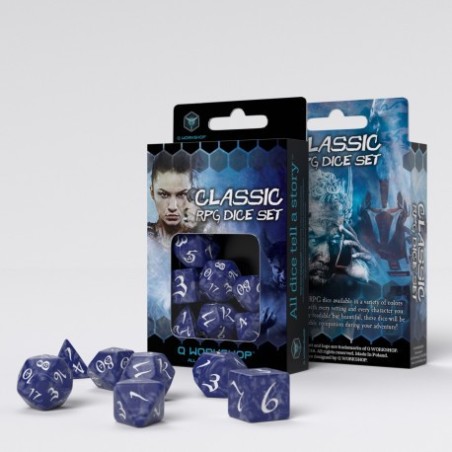 Set de Dés JDR Classique - Cobalt & Blanc (7) Set de Dés JDR Classique - Cobalt & Blanc (7)