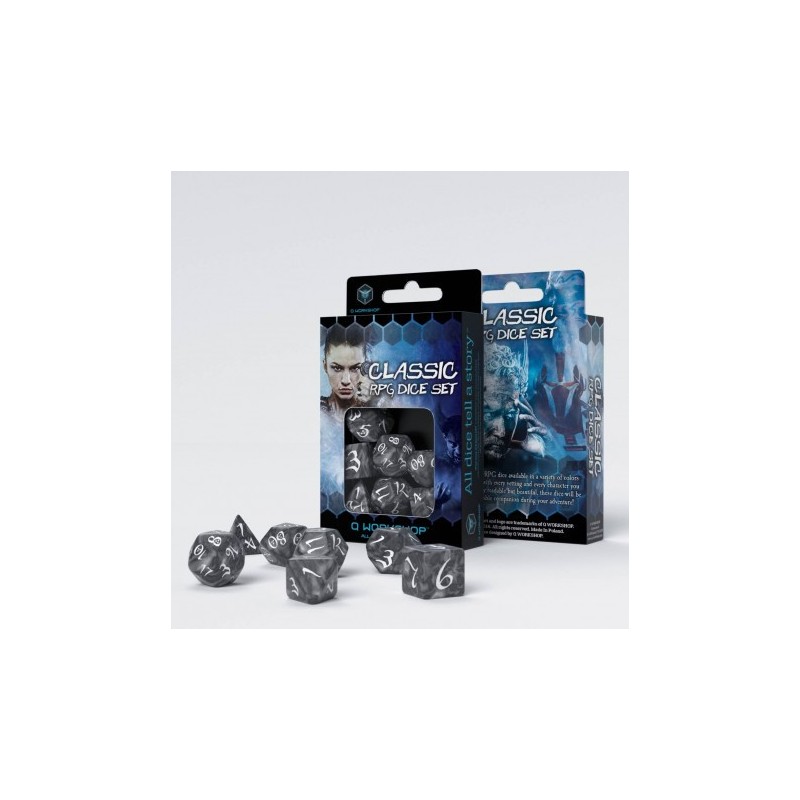 Set de Dés JDR Classique - Fumé & Blanc (7)