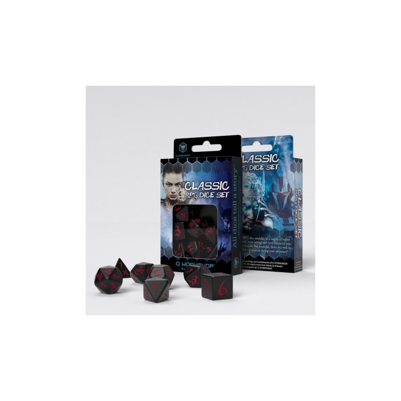 Set de Dés JDR Classique - Noir & Rouge (7)