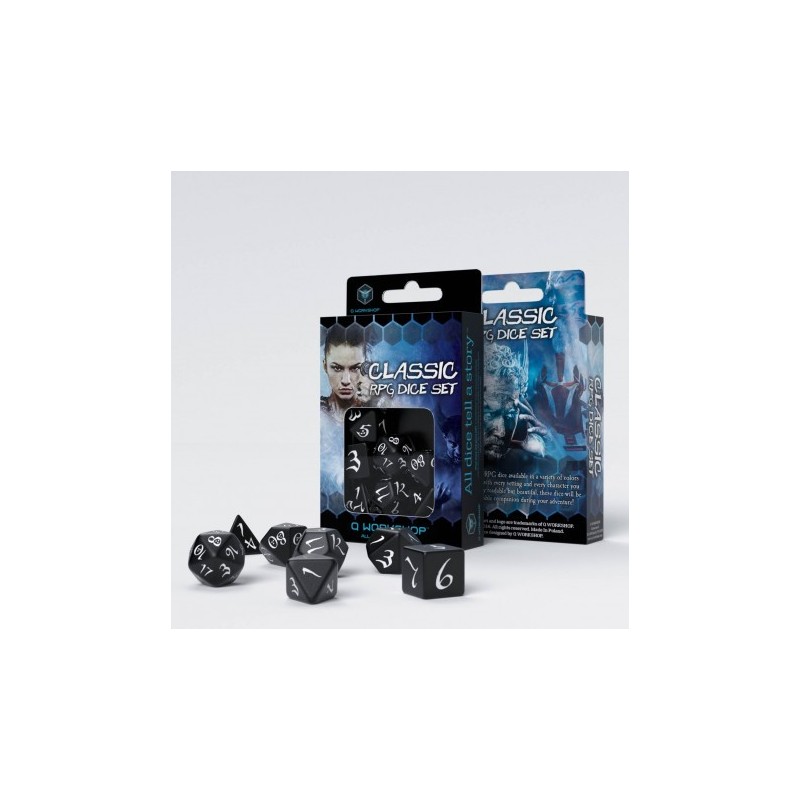 Set de Dés JDR Classique - Noir & Blanc (7)