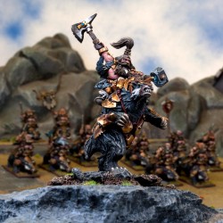 KINGS OF WAR - NAINS - SEIGNEUR BERSERKER SUR BLAIREAU - MGKWD80-1 - MANTIC GAMES