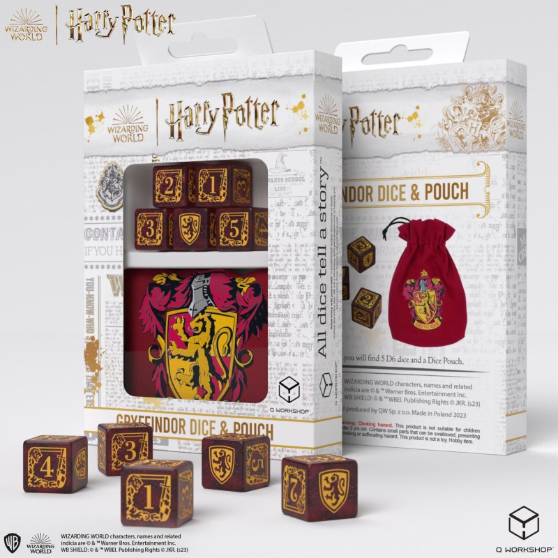 SET DE D6 + SAC À DÉS HARRY POTTER GRIFFONDOR