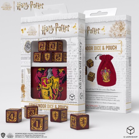 Set de D6 + Sac à Dés Harry Potter Gryffondor