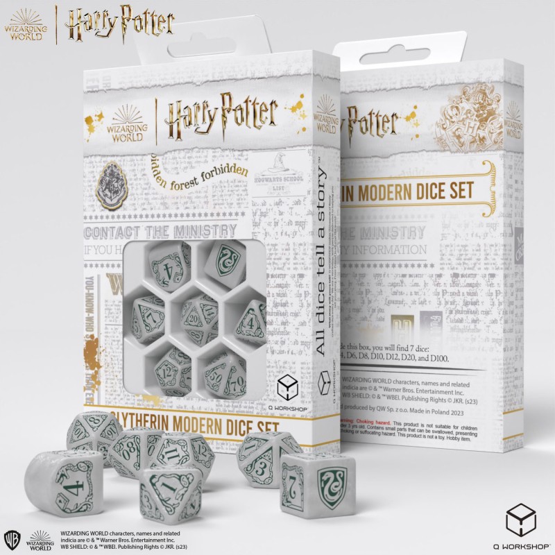 SET DE DÉS MODERNES HARRY POTTER - SERPENTARD BLANC