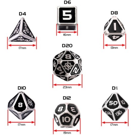 VGEBY Set De 7 Dés Métalliques Creux Avec Cœurs - Jeu De Dés Polyédriques Pour Jeux De Table