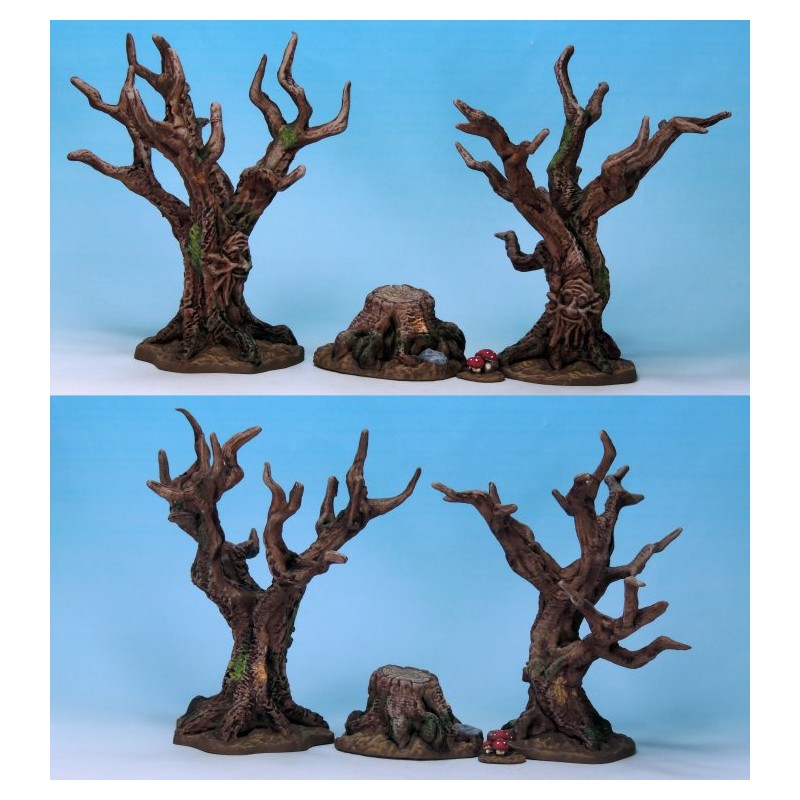 Frostgrave - Scary Woods (4 arbres, 2 souches et 2 socles de champignons en plastique)