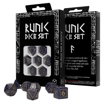 SRUN09_Set de Dés Runique - Lélange de Bleus & Or