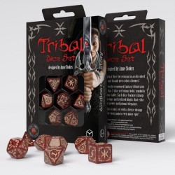 Set de Dés Tribal - Rouge scintillant & Beige STRB03