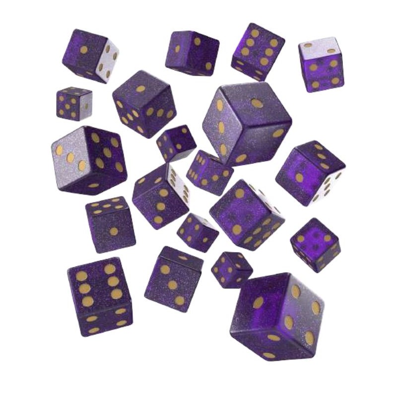 Pack de D6 - Violet Scintillant & Or S20605