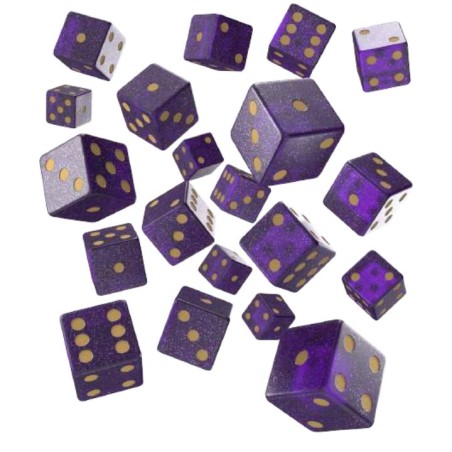 Pack de D6 - Violet Scintillant & Or S20605