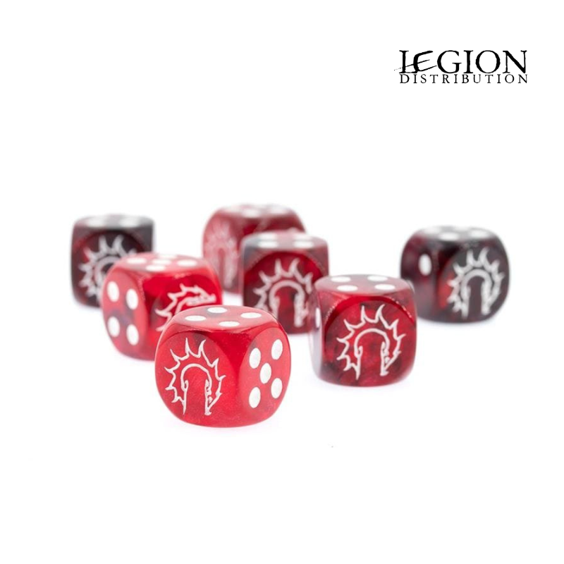 Conquest - First Blood Logo on Dark Red/Black Marbled Dice (x24)  PBW6600