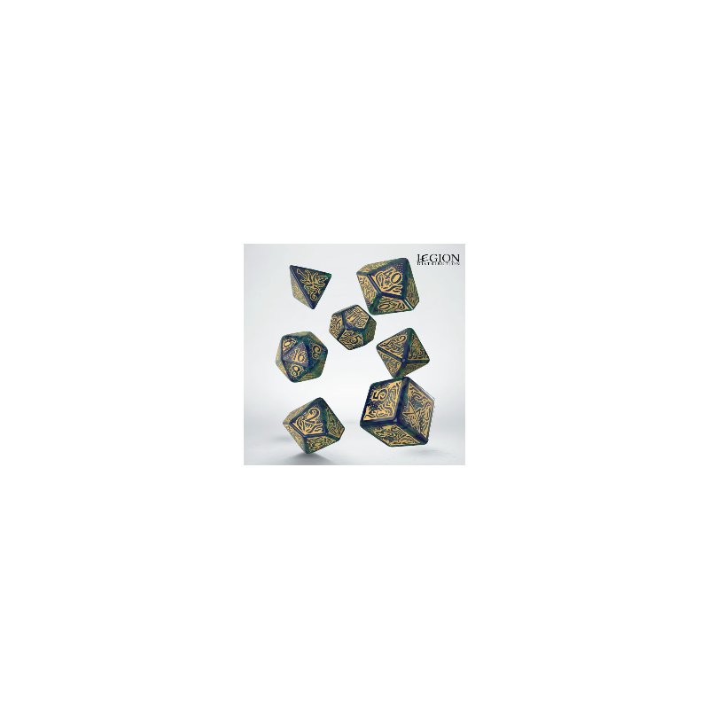 SCTR22_Set de Dés L'Appel de Cthulhu - 7e Édition Bleu-vert & Or