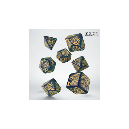 SCTR22_Set de Dés L'Appel de Cthulhu - 7e Édition Bleu-vert & Or
