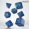 Set de dés Shadow Scar bleu et turquoise | 7 dés