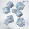 Shadow Scar – 8 dés essentiels blanc et bleu