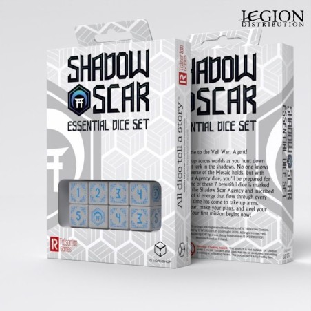 SSSC03-Set de Dés Essentiels Shadow Scar - Blanc & Bleu