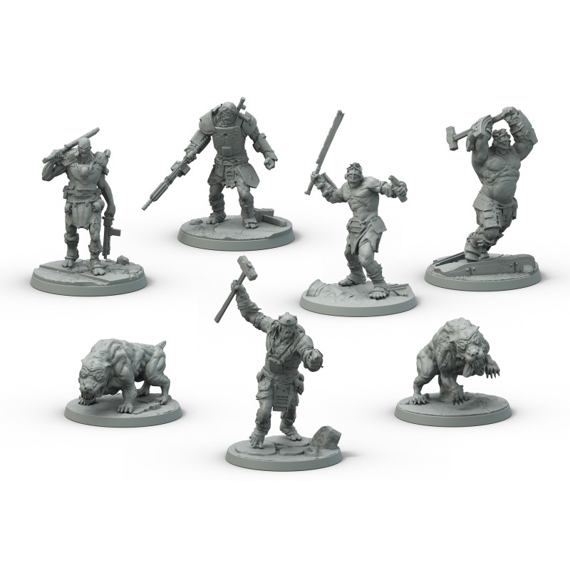 Fallout Wasteland Warfare: Super Mutants Core Box - 7 Miniature In Resina Non Verniciate, Scala 32mm, Per Giochi Di Ruolo Da Tavolo